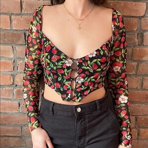 Floral Long Sleeve Crop Top
